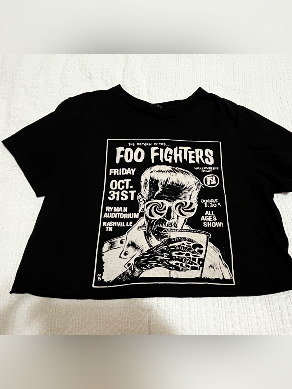 Foo Fighters Oct 31 Halloween Graphic Tee Crop Sz M Oct 31 Ryman Nashville